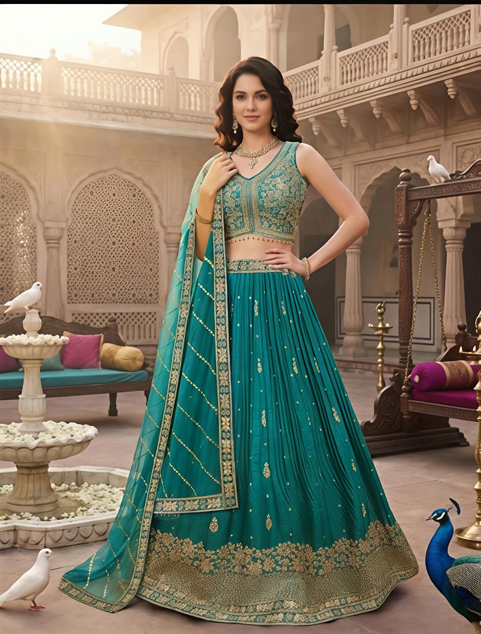 Rama Green Lehenga Choli