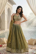 Olive green lehenga set