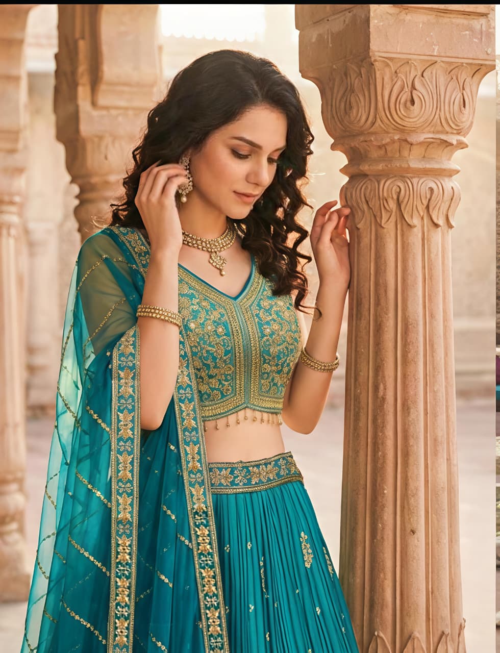 Rama Green Lehenga Choli
