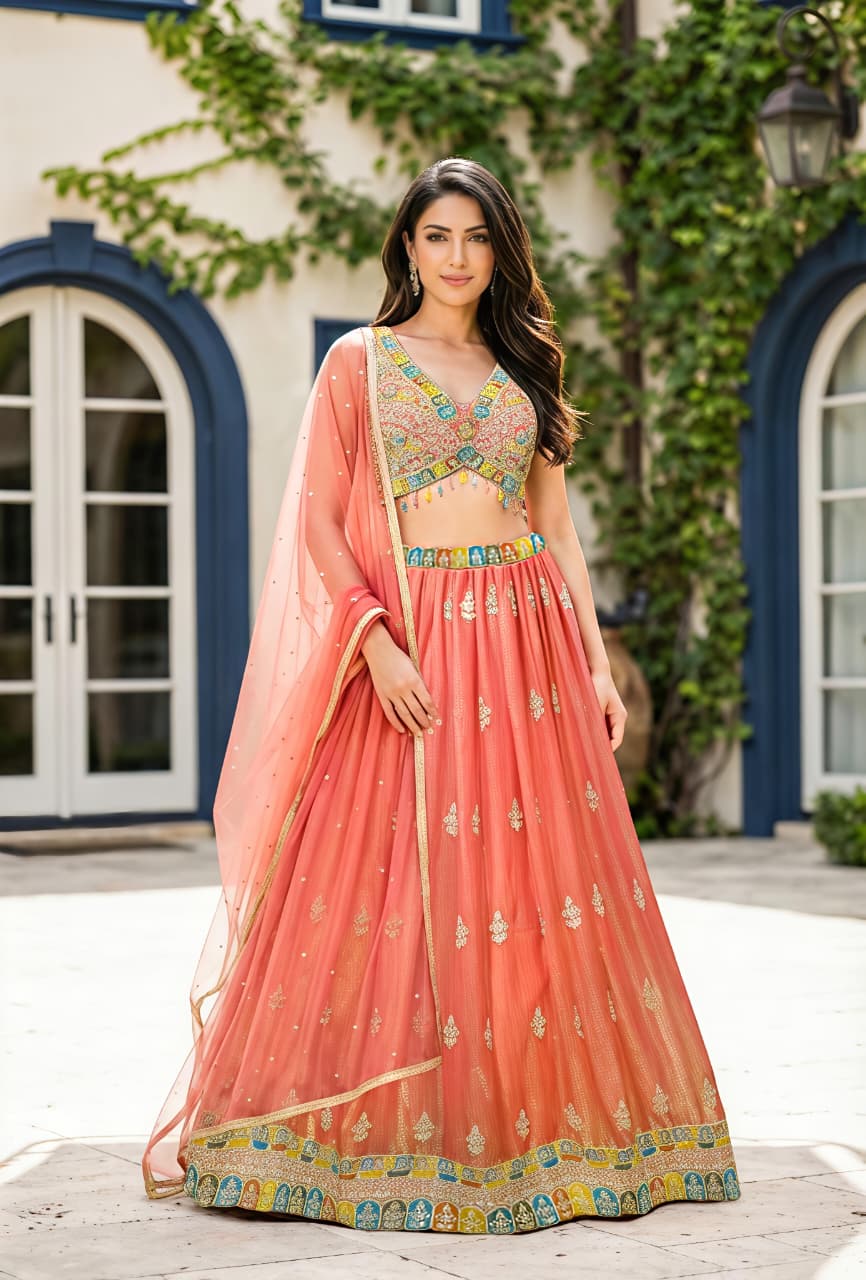 Peach Lehenga Choli