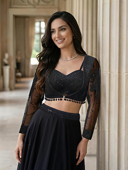 Black Lehenga Couture Set