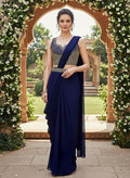 Nevy Blue Pre-draped Saree