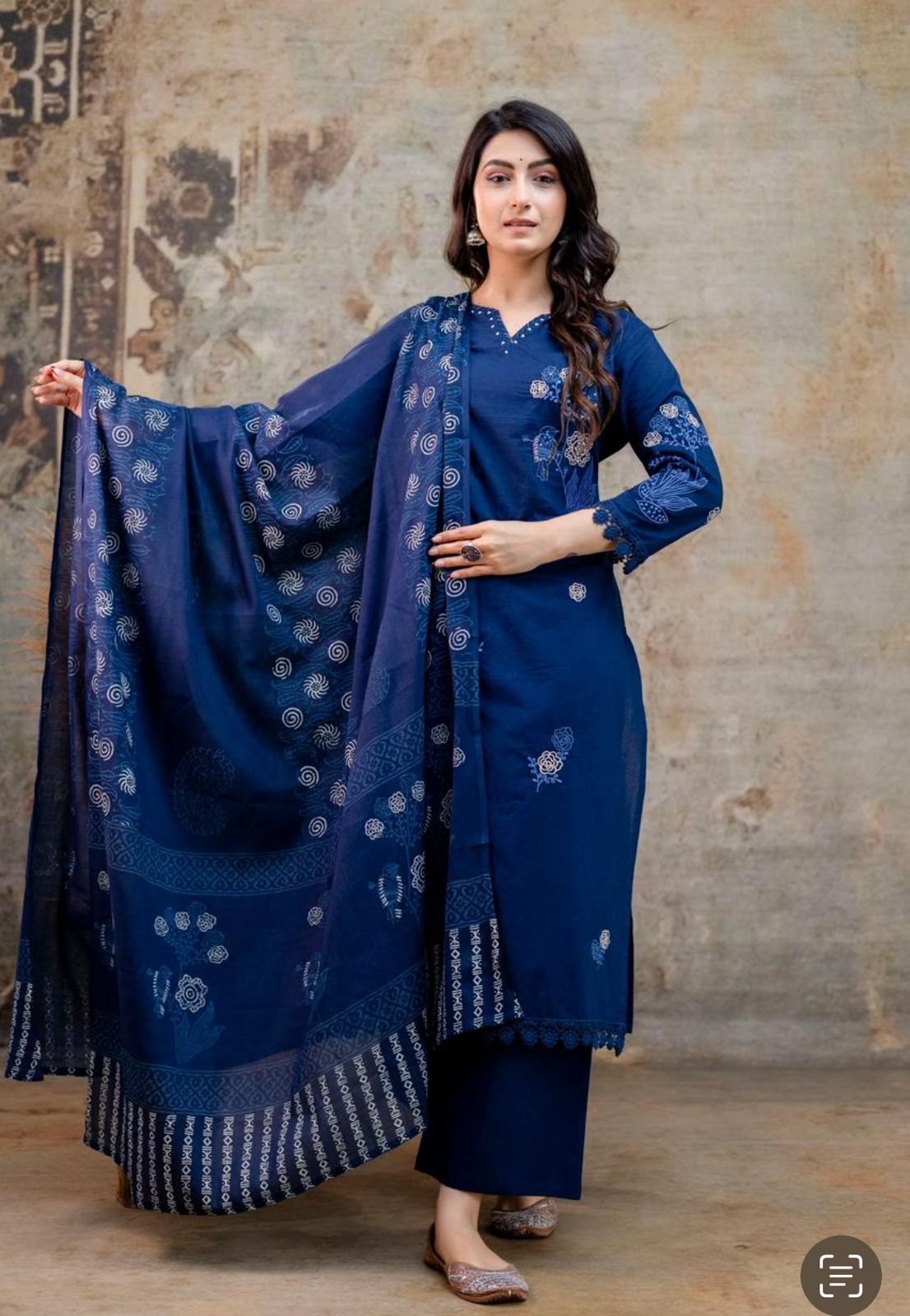 Cotton Dupatta Pant Set