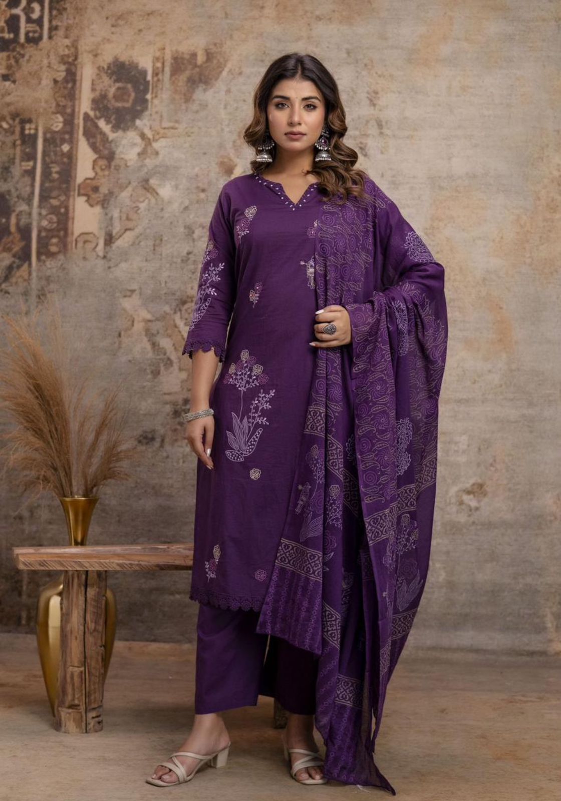 Cotton Dupatta Pant- Set